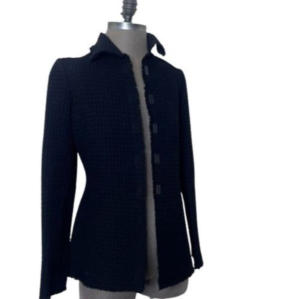 LINDA Allard ELLEN TRACY 100% Wool Blazer Textured Size 4